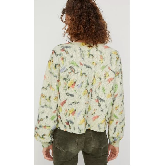 Anthropologie Fisherman Catch of the Day Cable-Knit Wool Sweater Fly Fishing - Picture 4 of 9